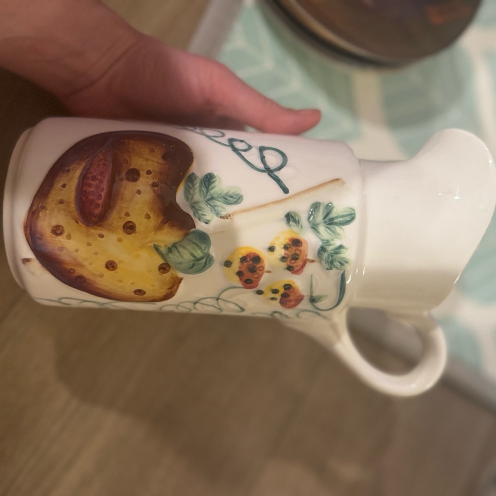 Hand-Painted Ceramic Pitcher with Fruit Design